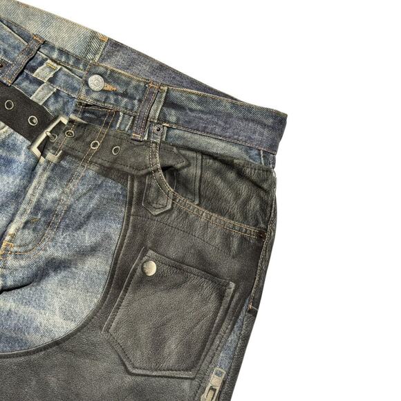 Trompe l'Oeil “Leather” Chaps printed Jeans - Picture 3 of 5